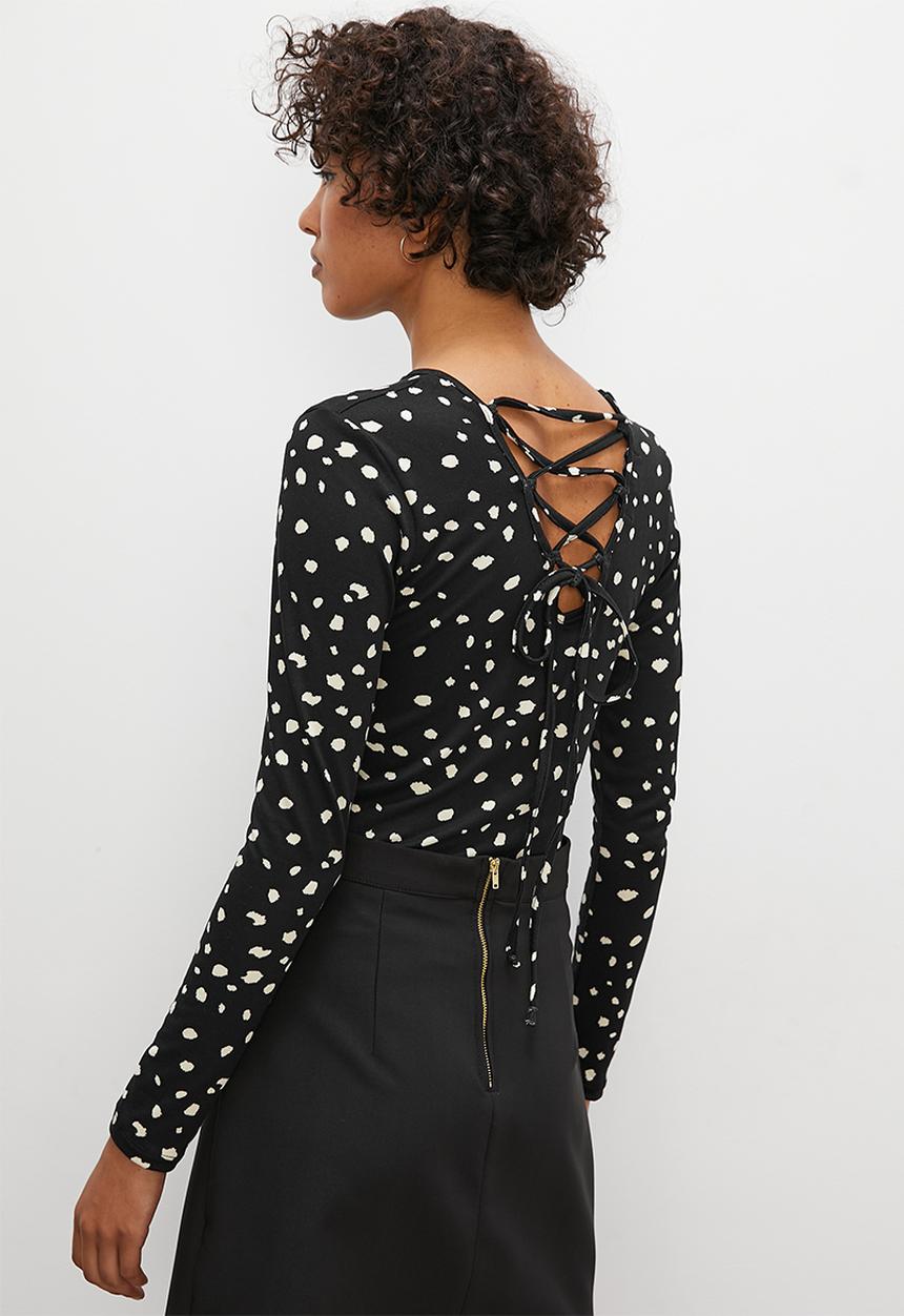 Superbalist - Printed back tie top - black & white