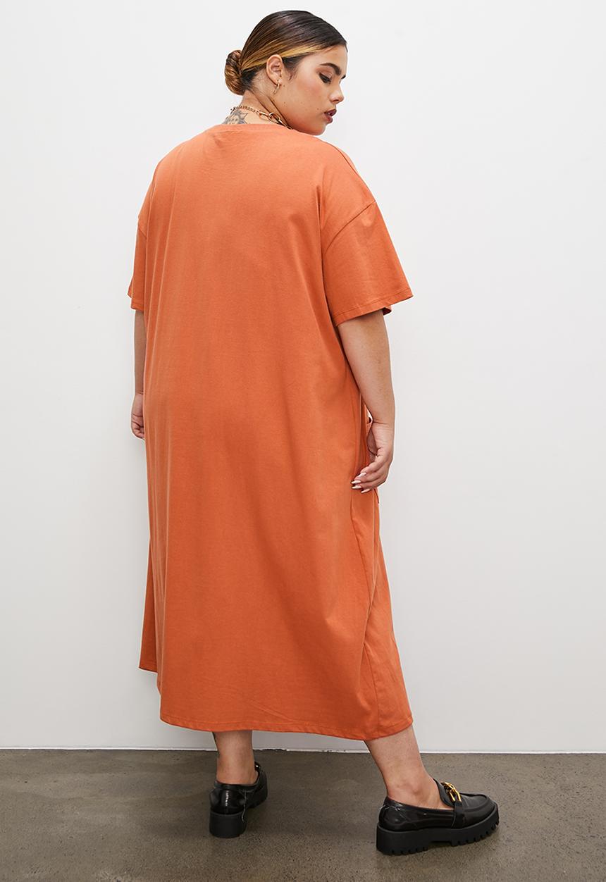 Superbalist - Midi tee dress with pockets - rust