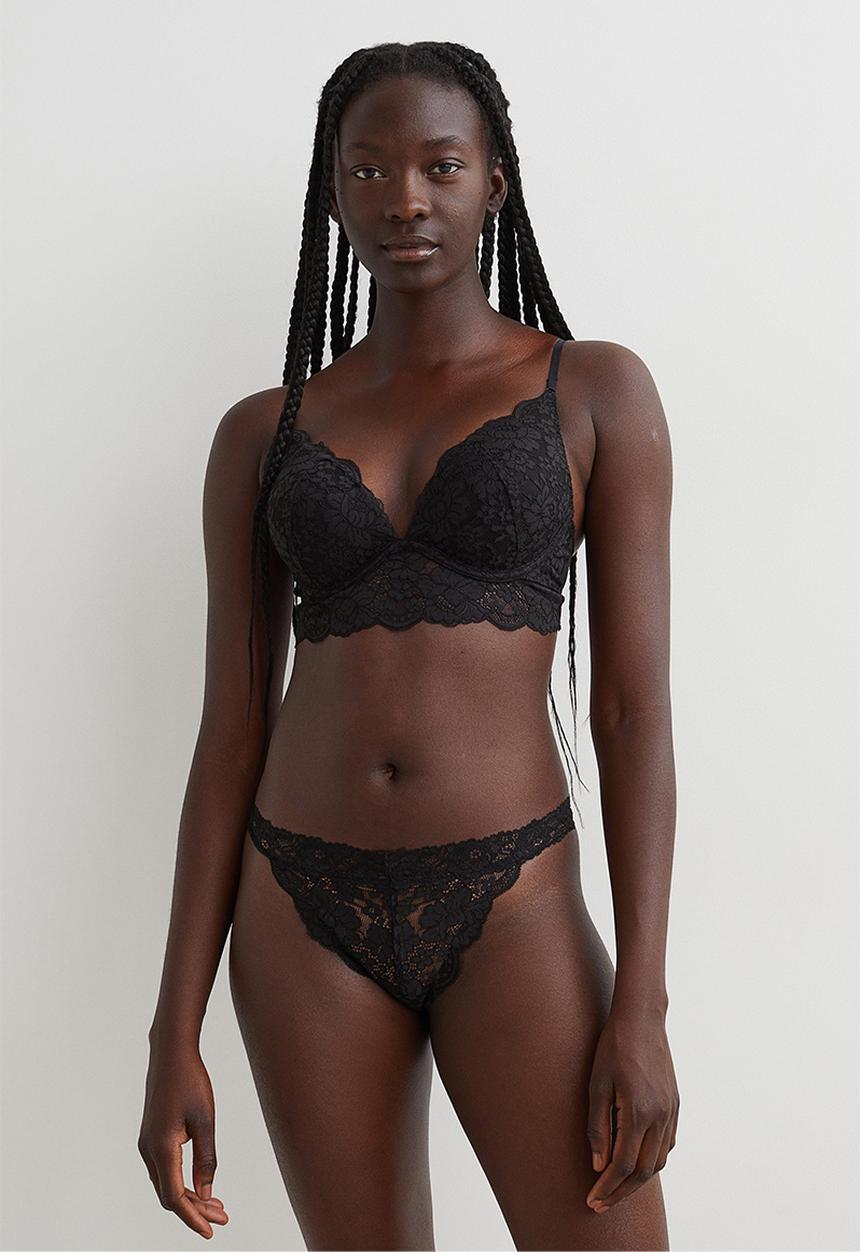 H&M - Lace super push-up bralette - black