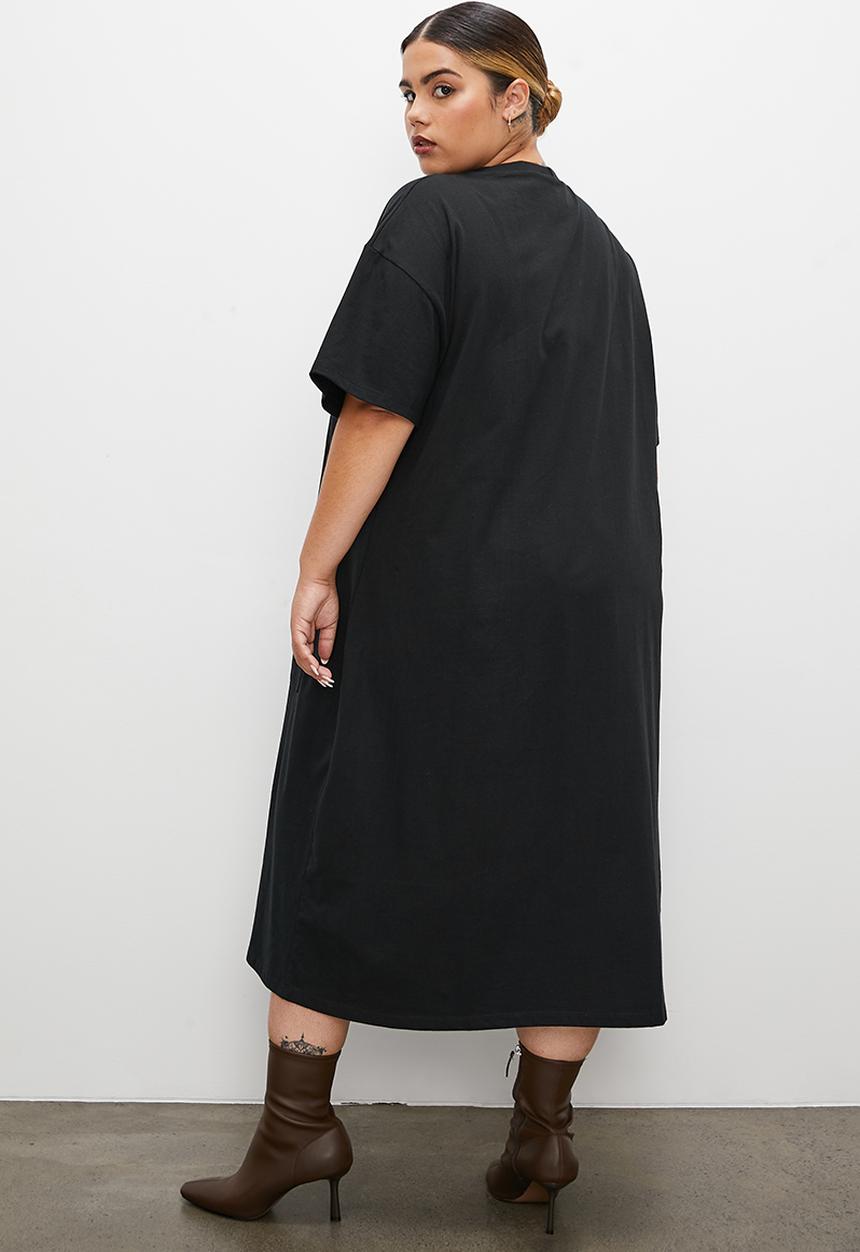 Superbalist - Midi tee dress with pockets - black