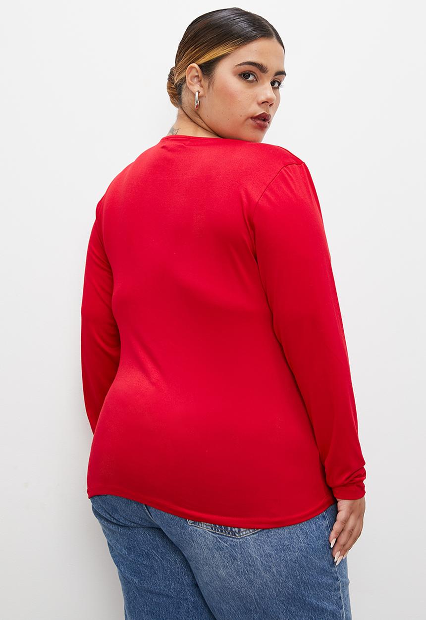 Superbalist - Knot neckline tee - red