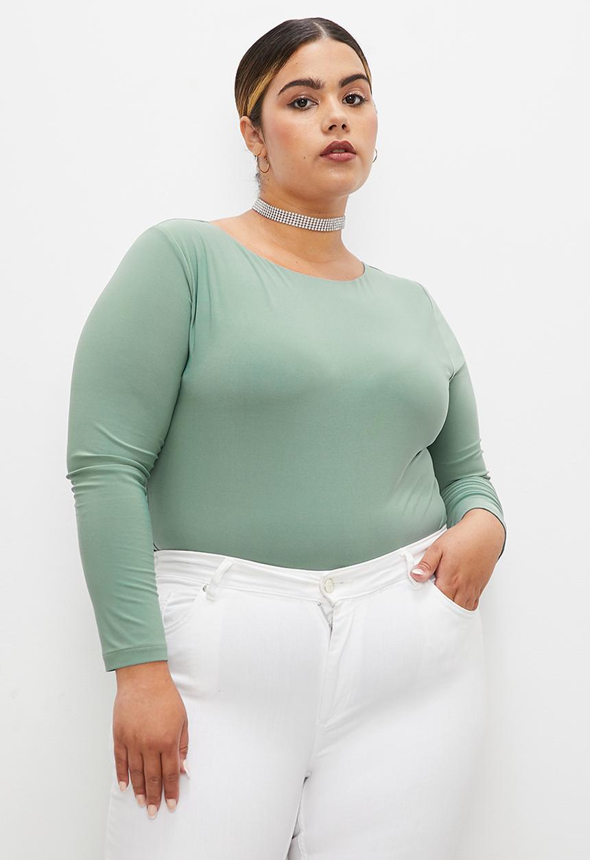 Superbalist - Long sleeve boat neck bodysuit - smoked sage