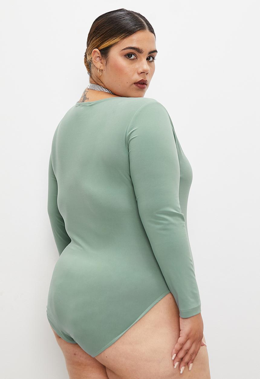 Superbalist - Long sleeve boat neck bodysuit - smoked sage