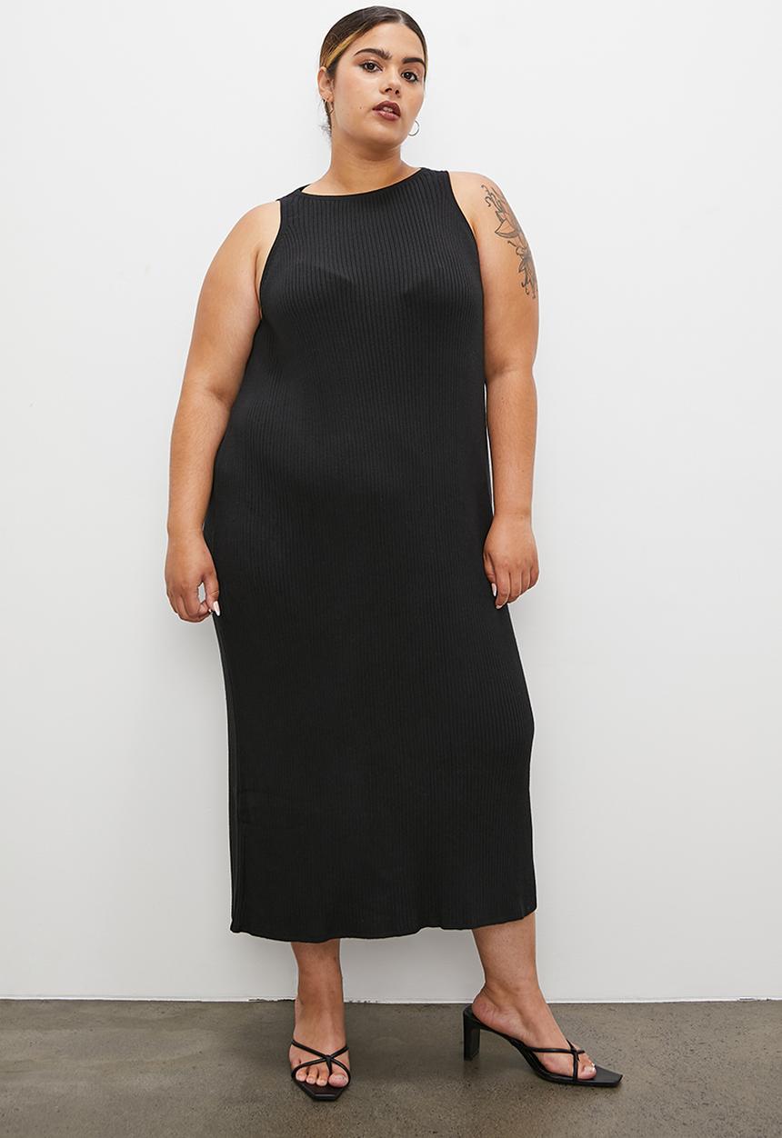 Superbalist - Organic cotton cutaway knitwear dress - black