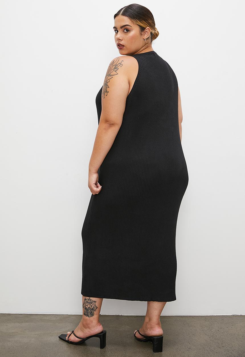 Superbalist - Organic cotton cutaway knitwear dress - black