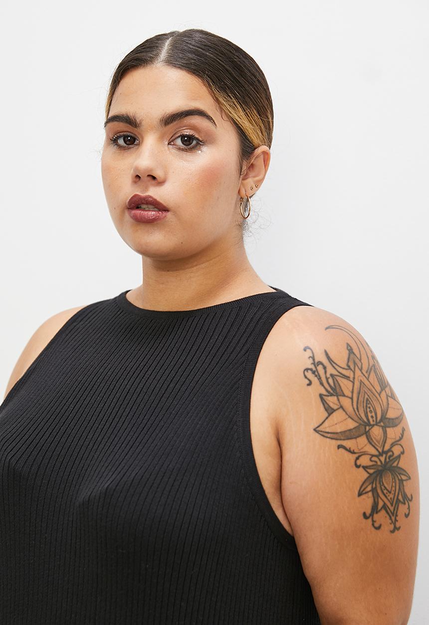 Superbalist - Organic cotton cutaway knitwear dress - black