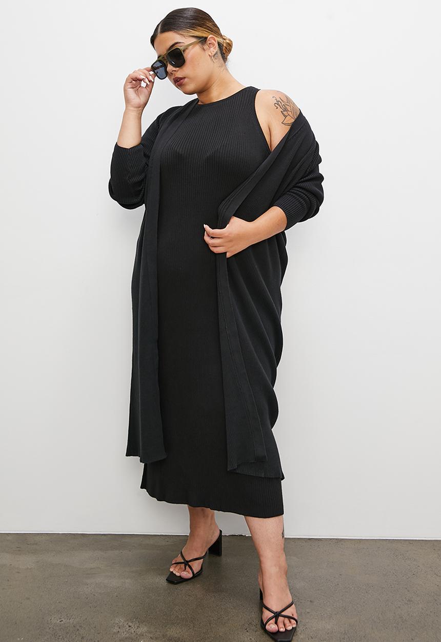 Superbalist - Organic cotton cutaway knitwear dress - black