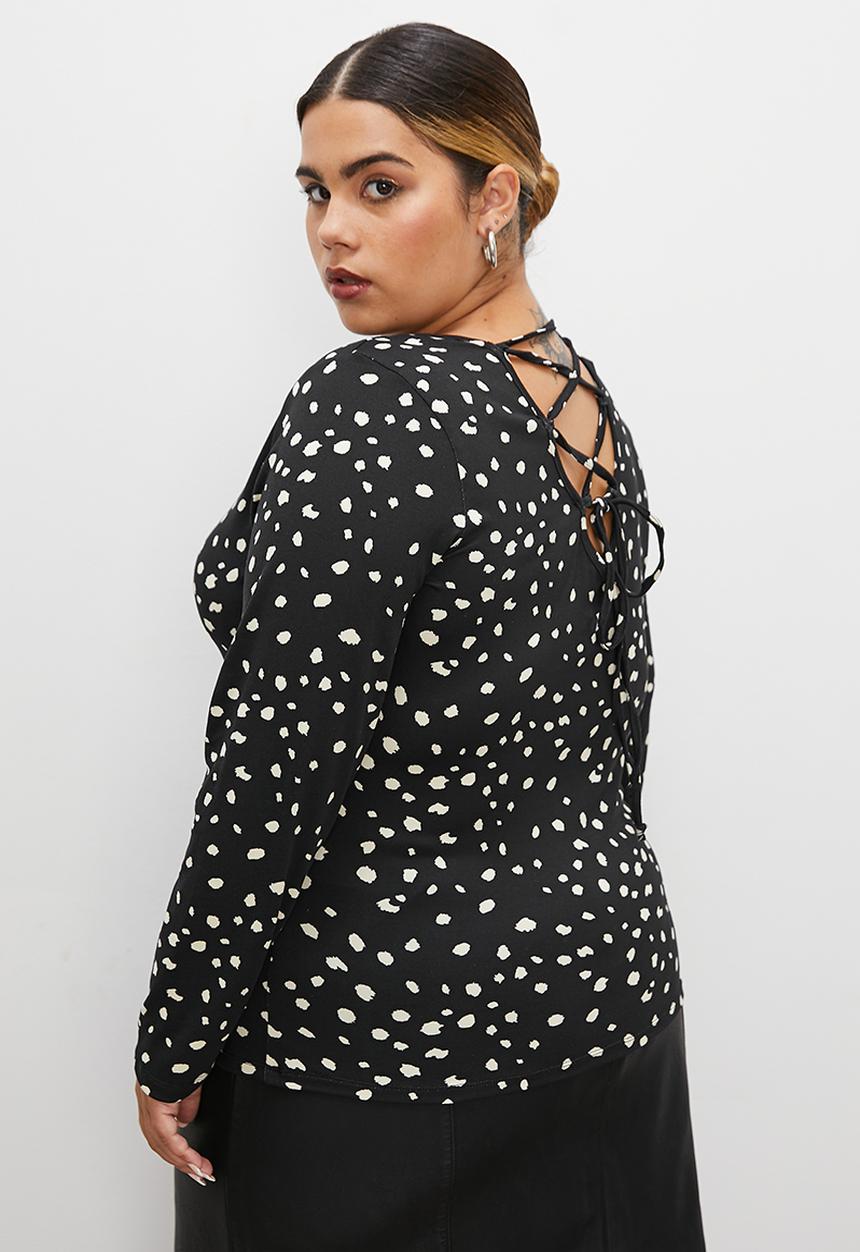 Superbalist - Printed back tie top - black and white
