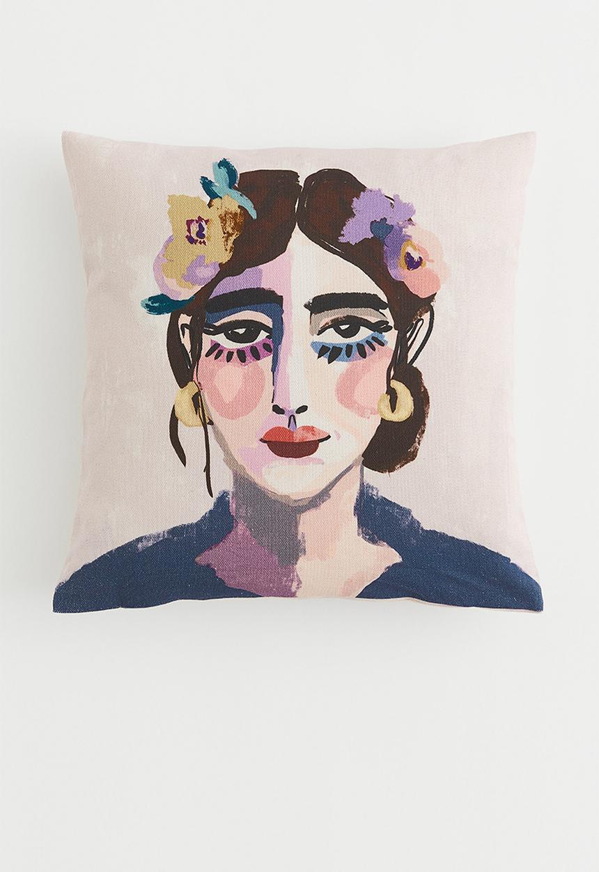 H&M - Printed cushion cover - multi/white