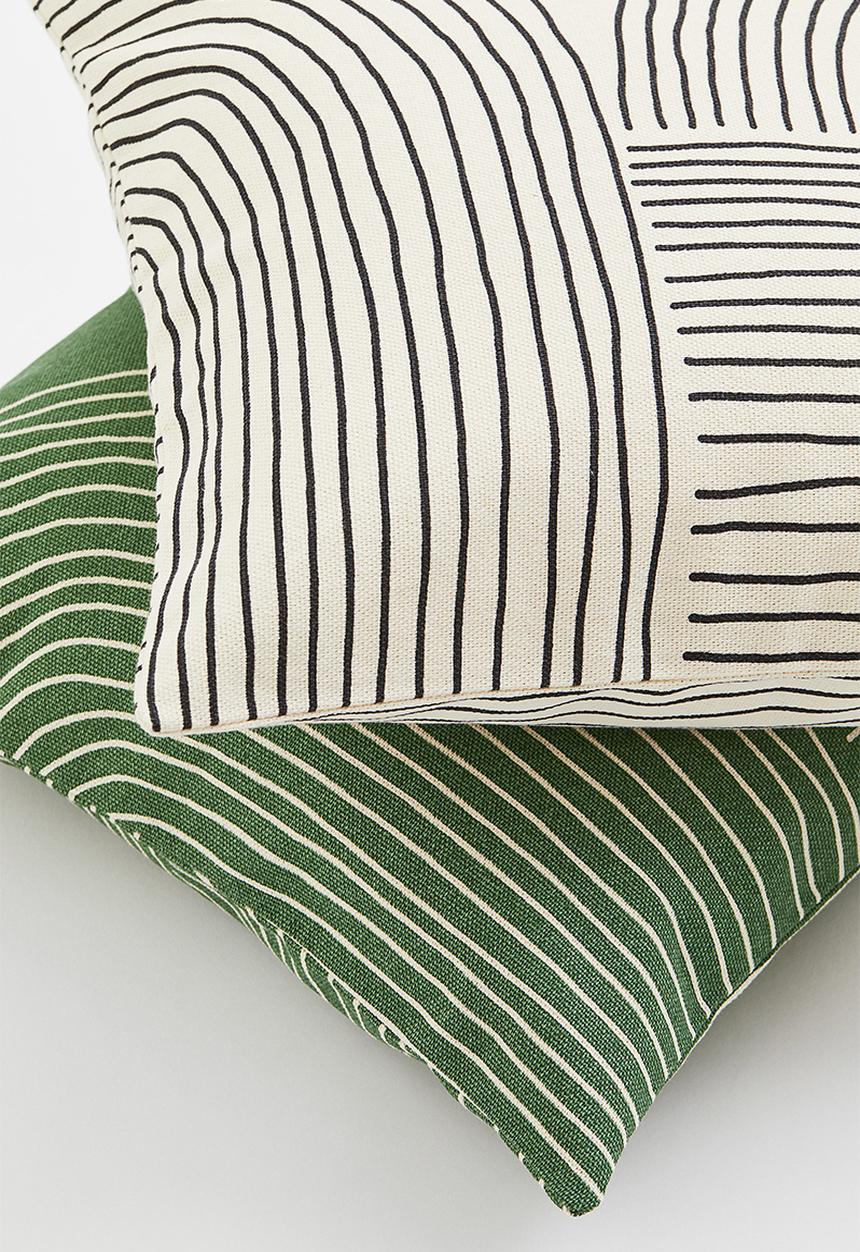 H&M - Cotton canvas cushion cover - green/multi