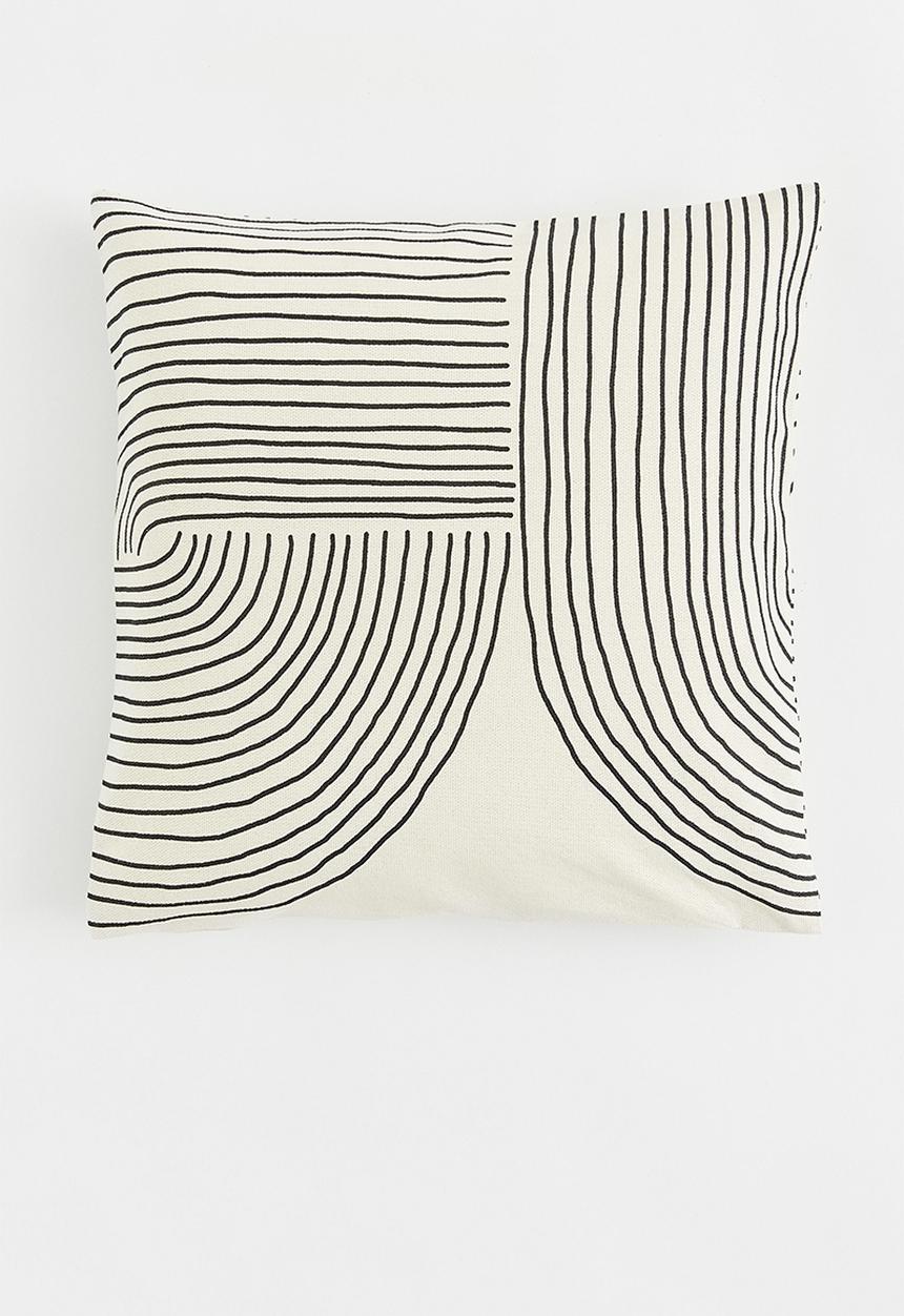 H&M - Cotton canvas cushion cover - beige/multi