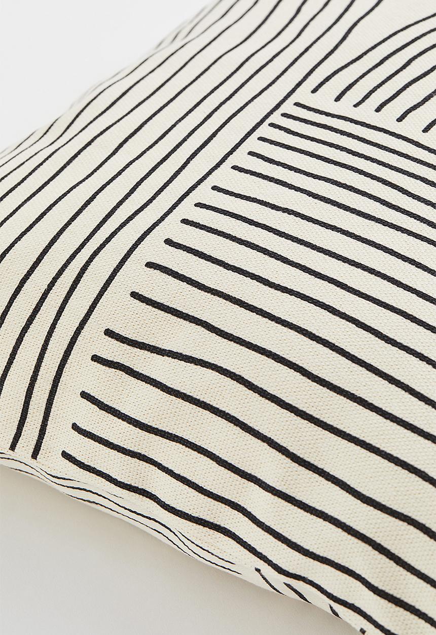 H&M - Cotton canvas cushion cover - beige/multi
