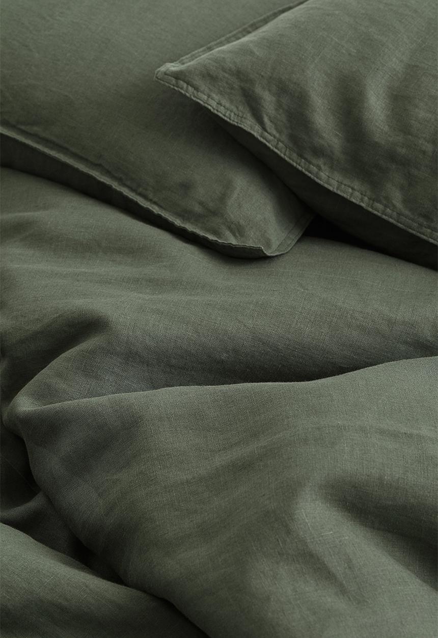 H&M - Linen double/king duvet cover set - green