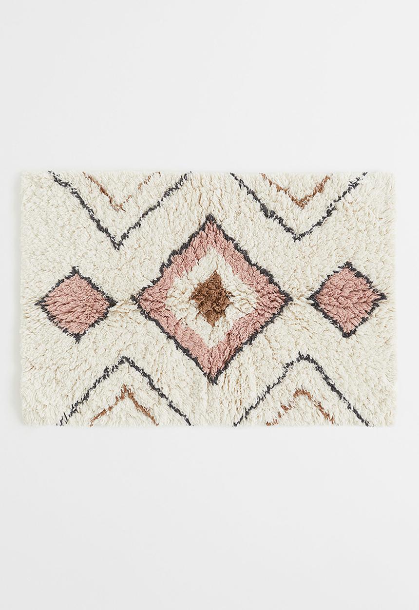 H&M - Deep-pile bath mat - multi/white