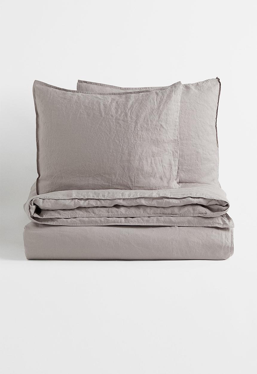 H&M - Linen duvet cover set - greige