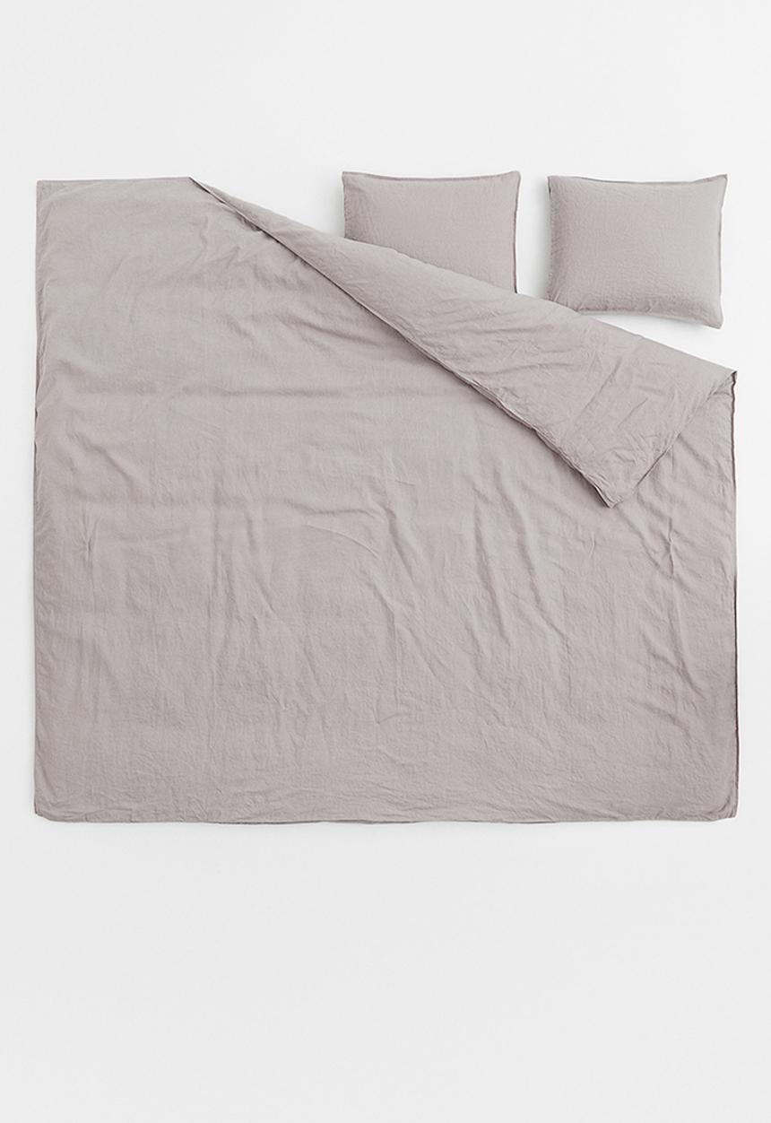 H&M - Linen duvet cover set - greige