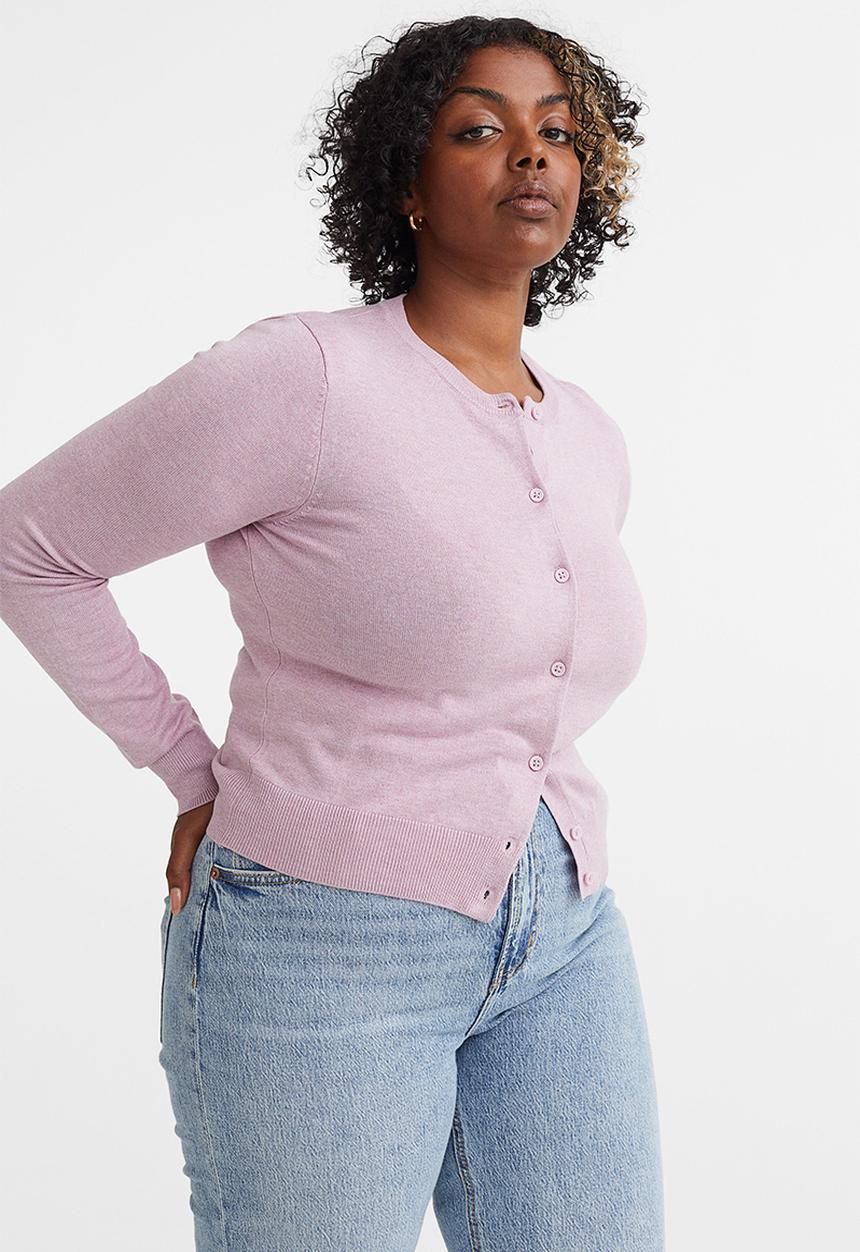 H&M - Fine-knit cardigan - light pink marl