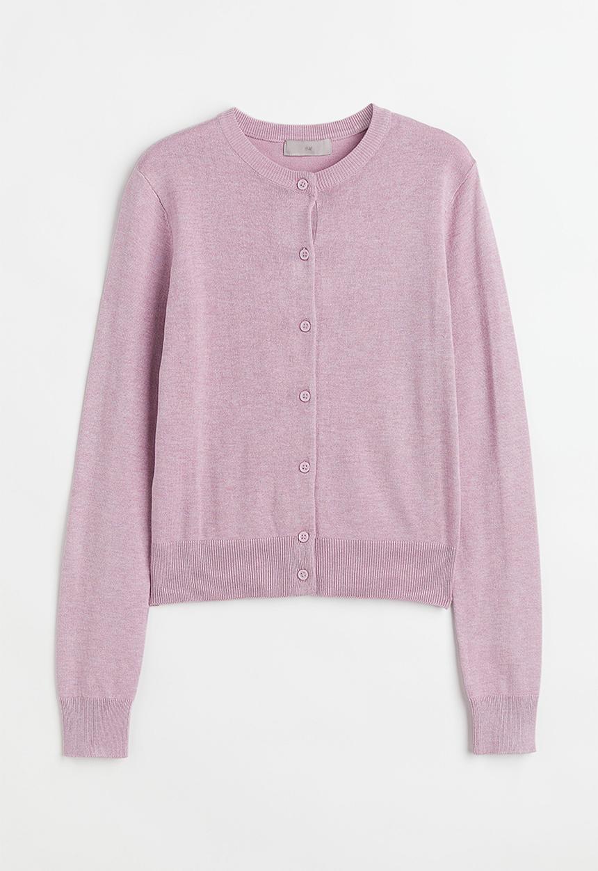 H&M - Fine-knit cardigan - light pink marl