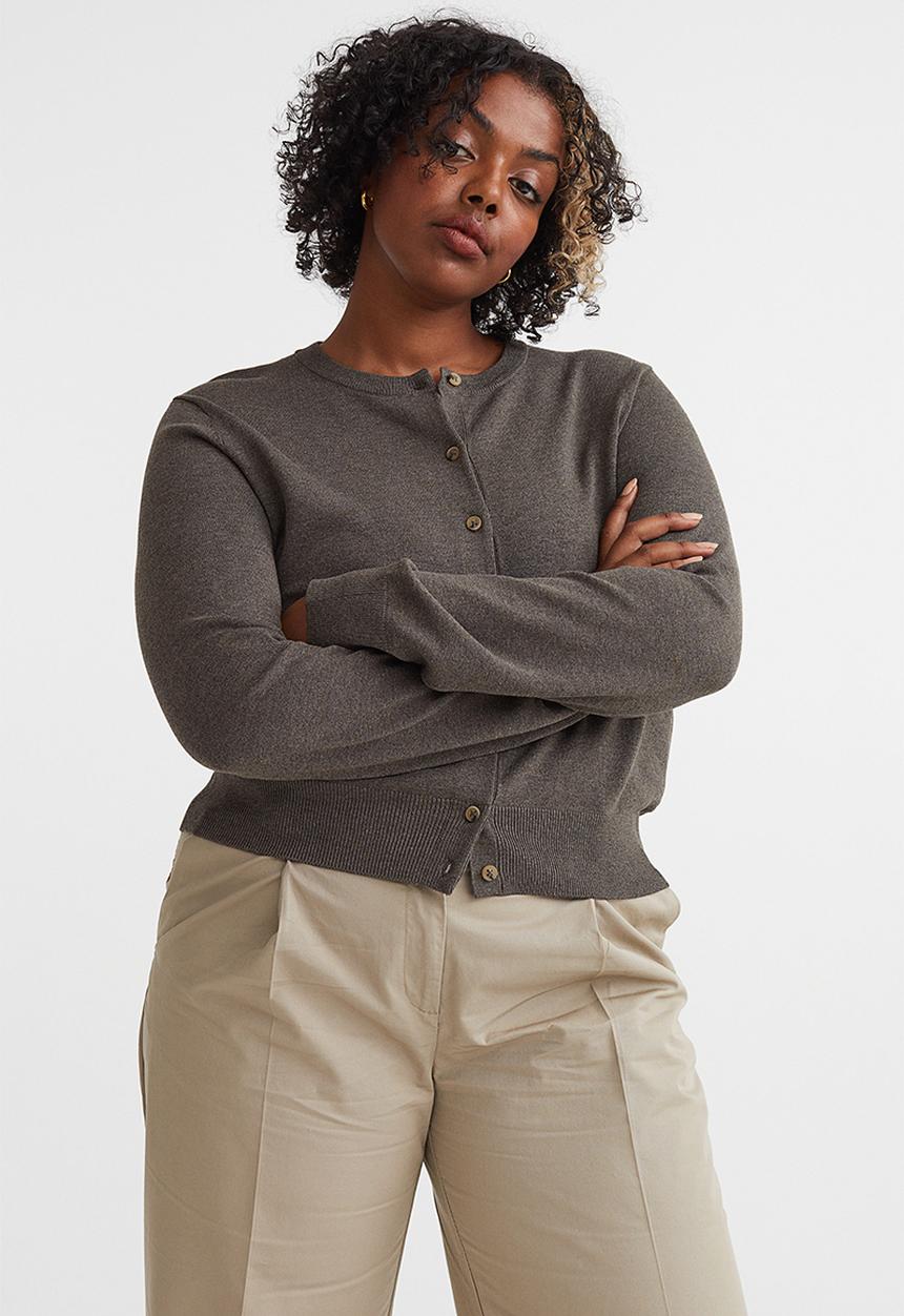 H&M - Fine-knit cardigan - dark greige marl