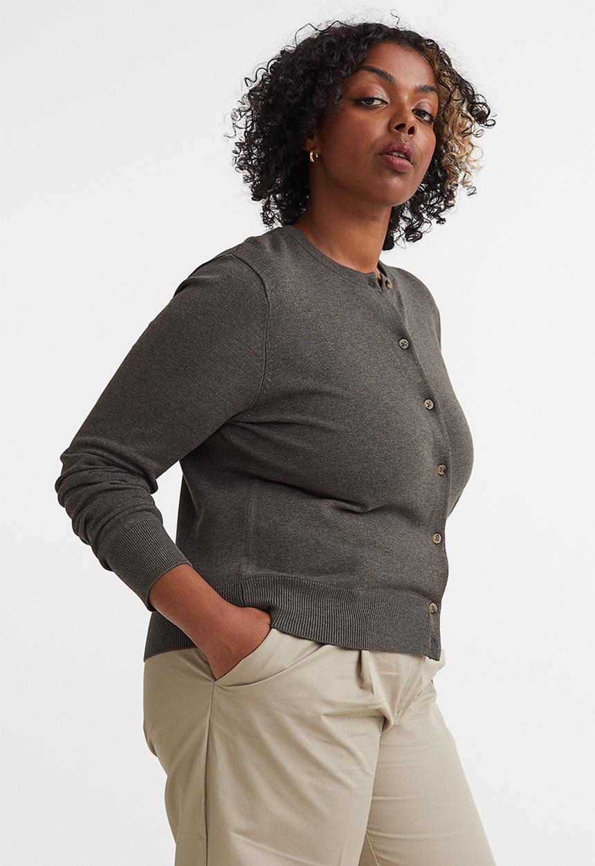 H&M - Fine-knit cardigan - dark greige marl