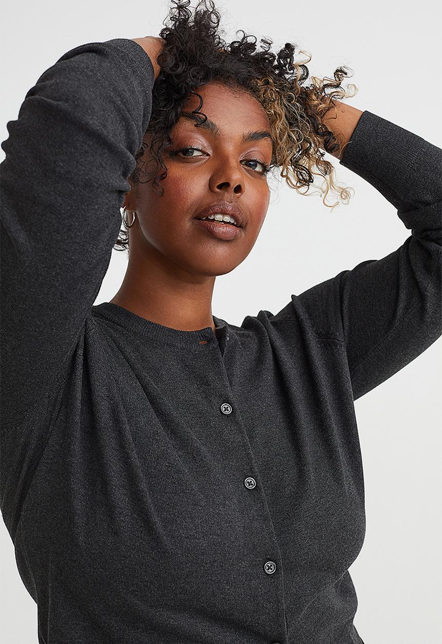 H&M - Fine-knit cardigan - dark grey marl
