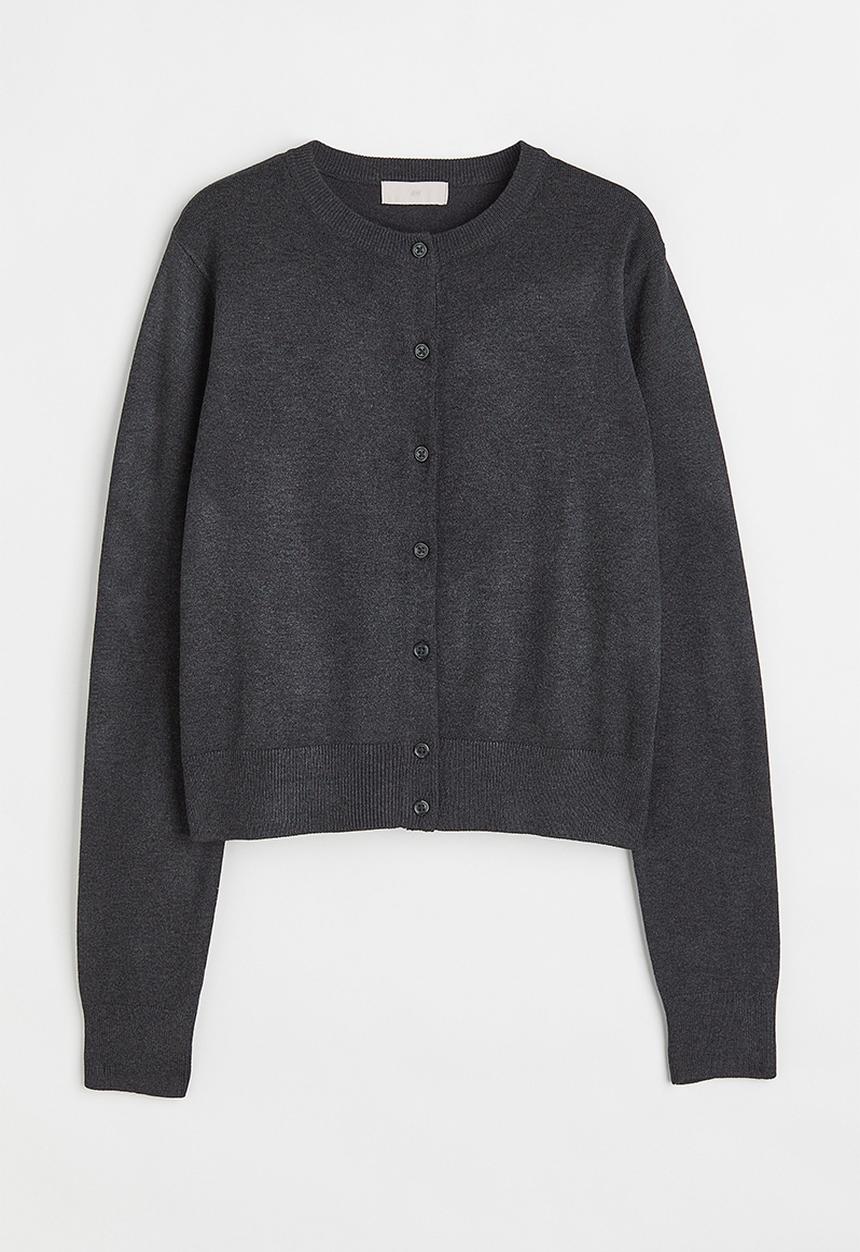 H&M - Fine-knit cardigan - dark grey marl