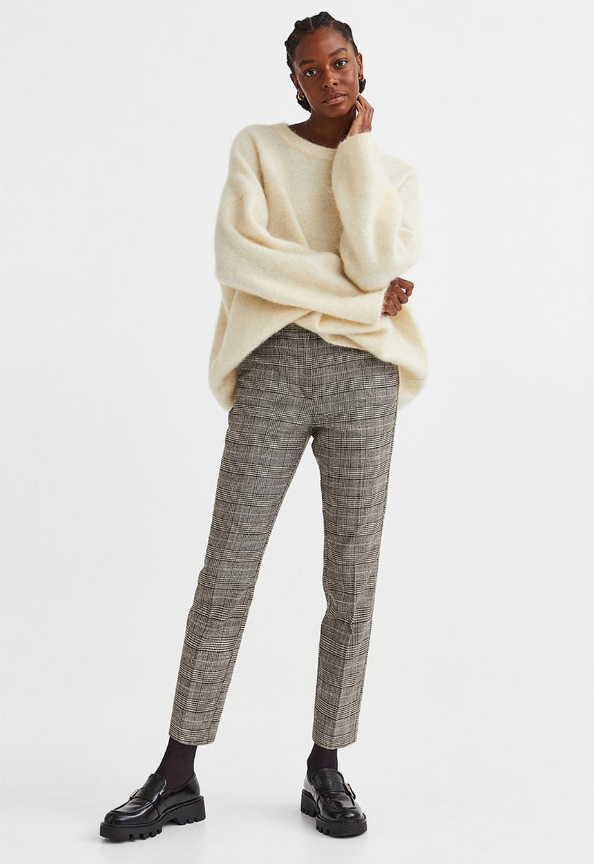 H&M - Cigarette trousers - brown/checked