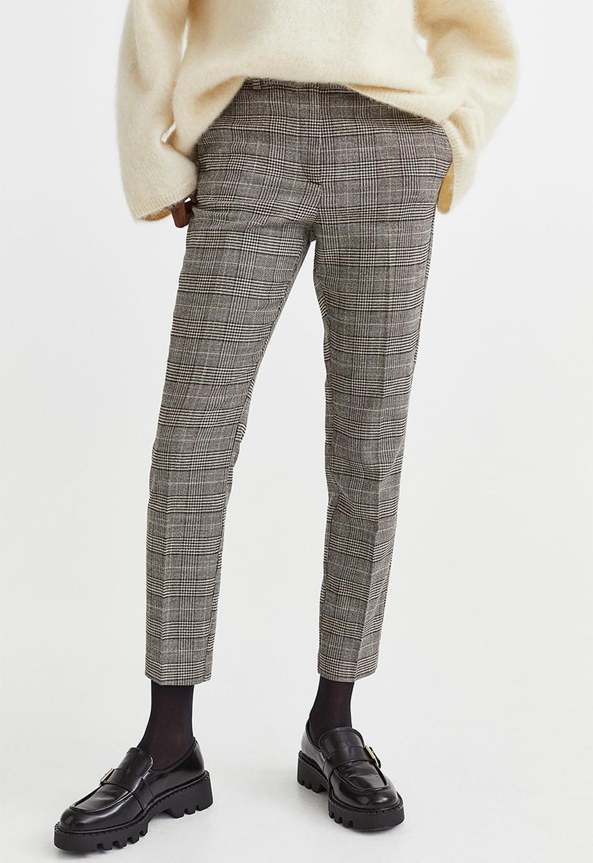 H&M - Cigarette trousers - brown/checked