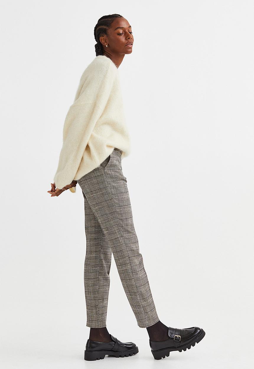H&M - Cigarette trousers - brown/checked