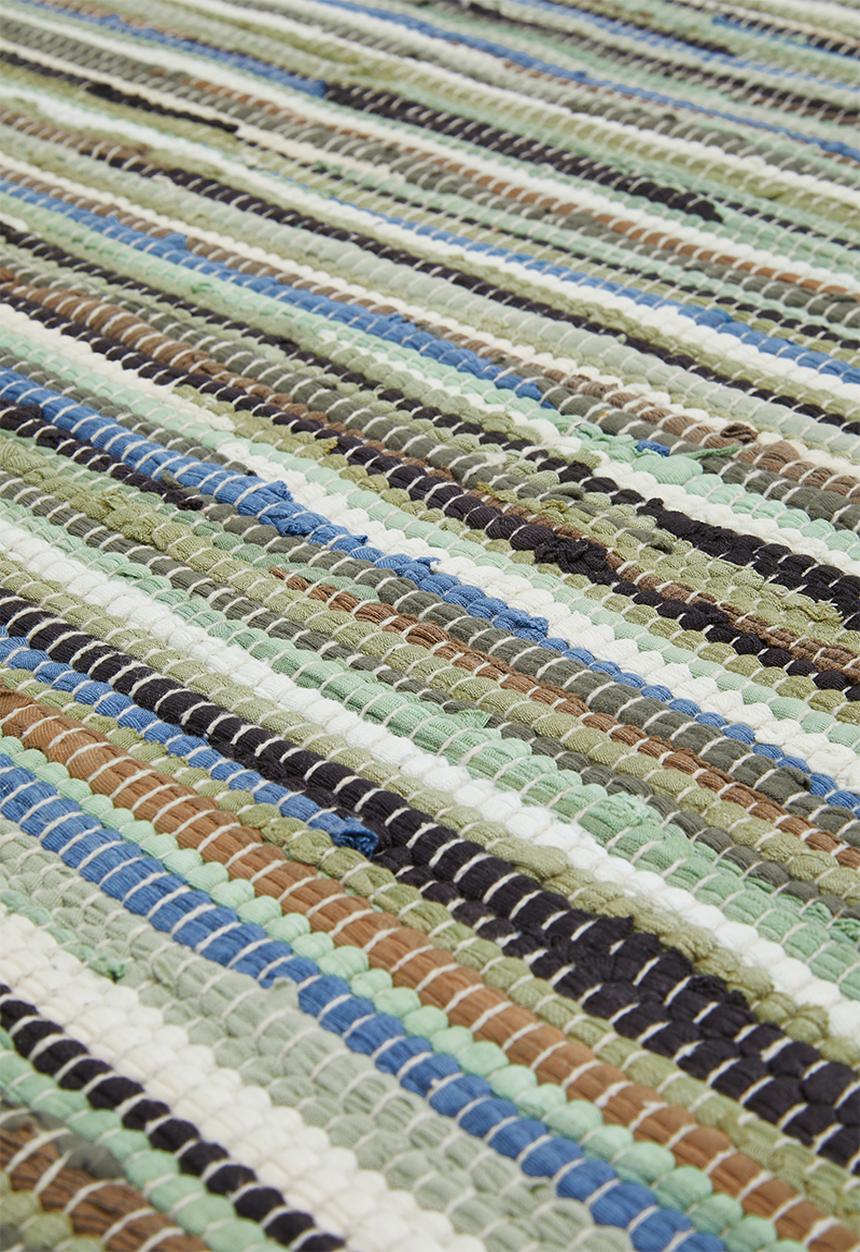 Sixth Floor - Recycled chindi rug - stripe green