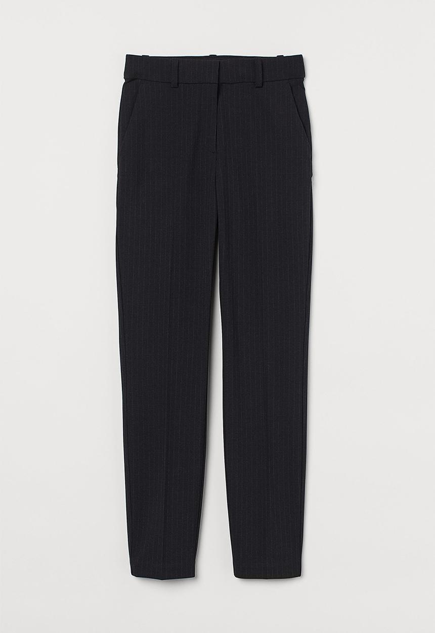 H&M - Cigarette trousers - dark blue/pinstriped
