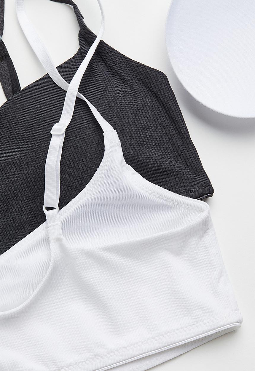 H&M - 2 Pack padded bras - dark grey & white
