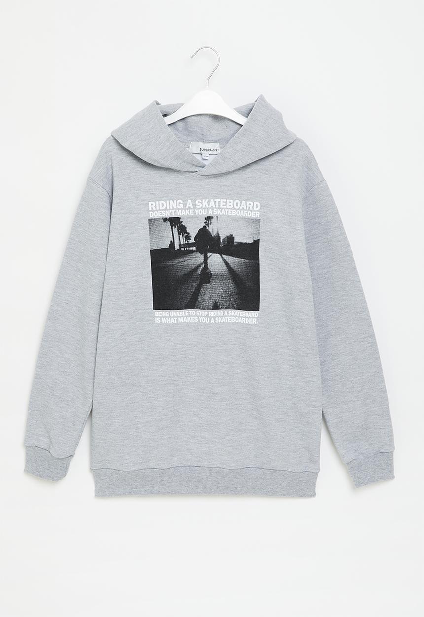 Superbalist - Boys oversized graphic hoodie - GREY MELANGE 1