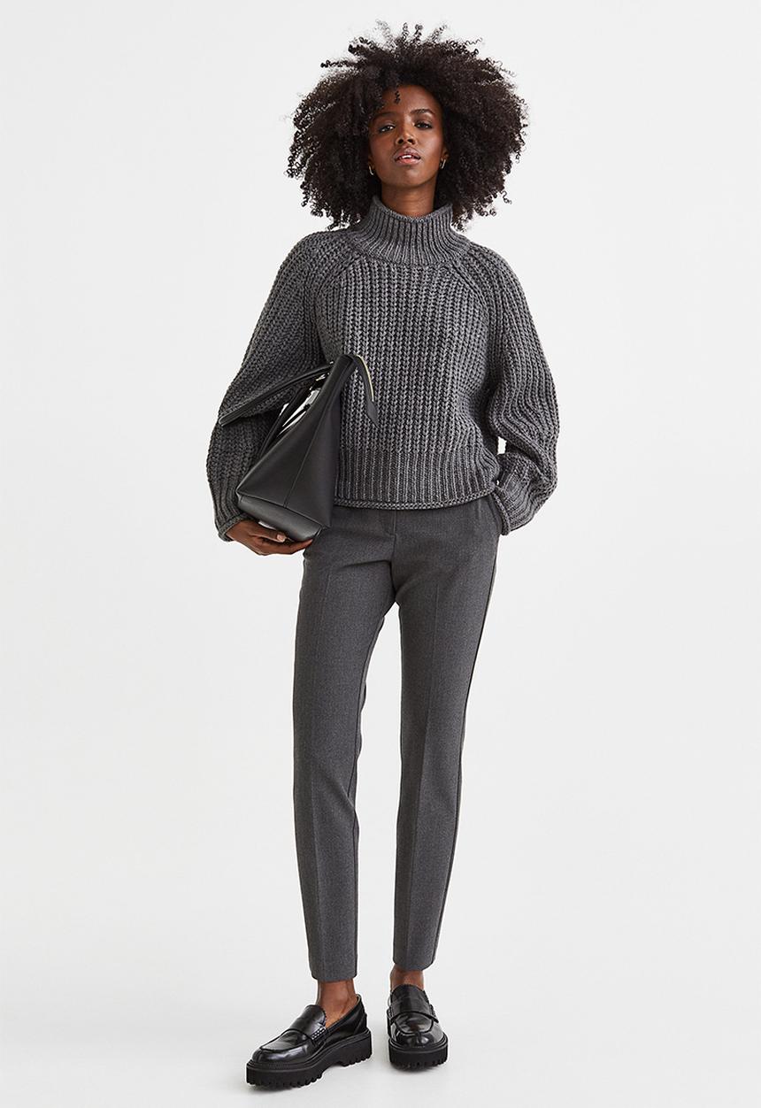 H&M - Cigarette trousers - dark grey marl