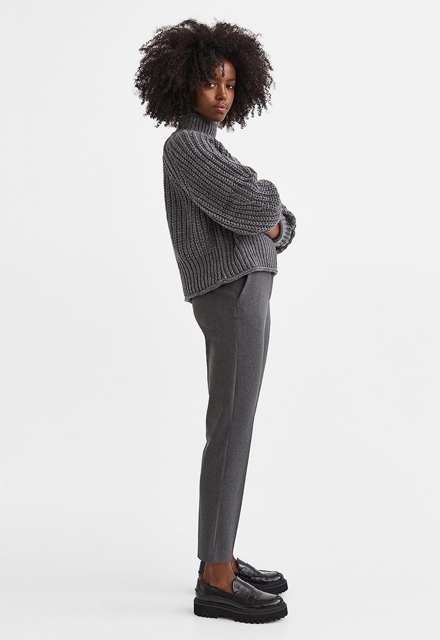 H&M - Cigarette trousers - dark grey marl