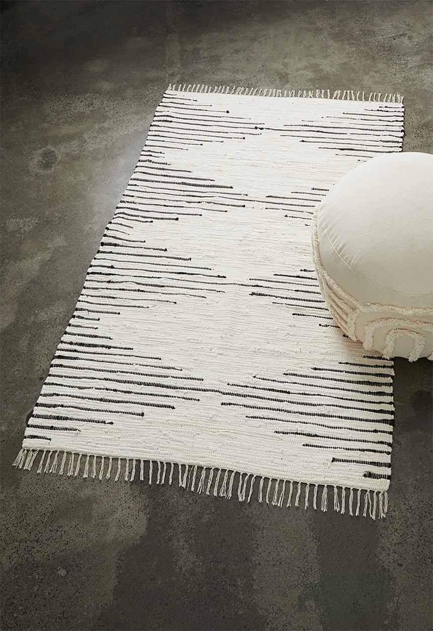 Sixth Floor - Recycled chindi rug - diamond black