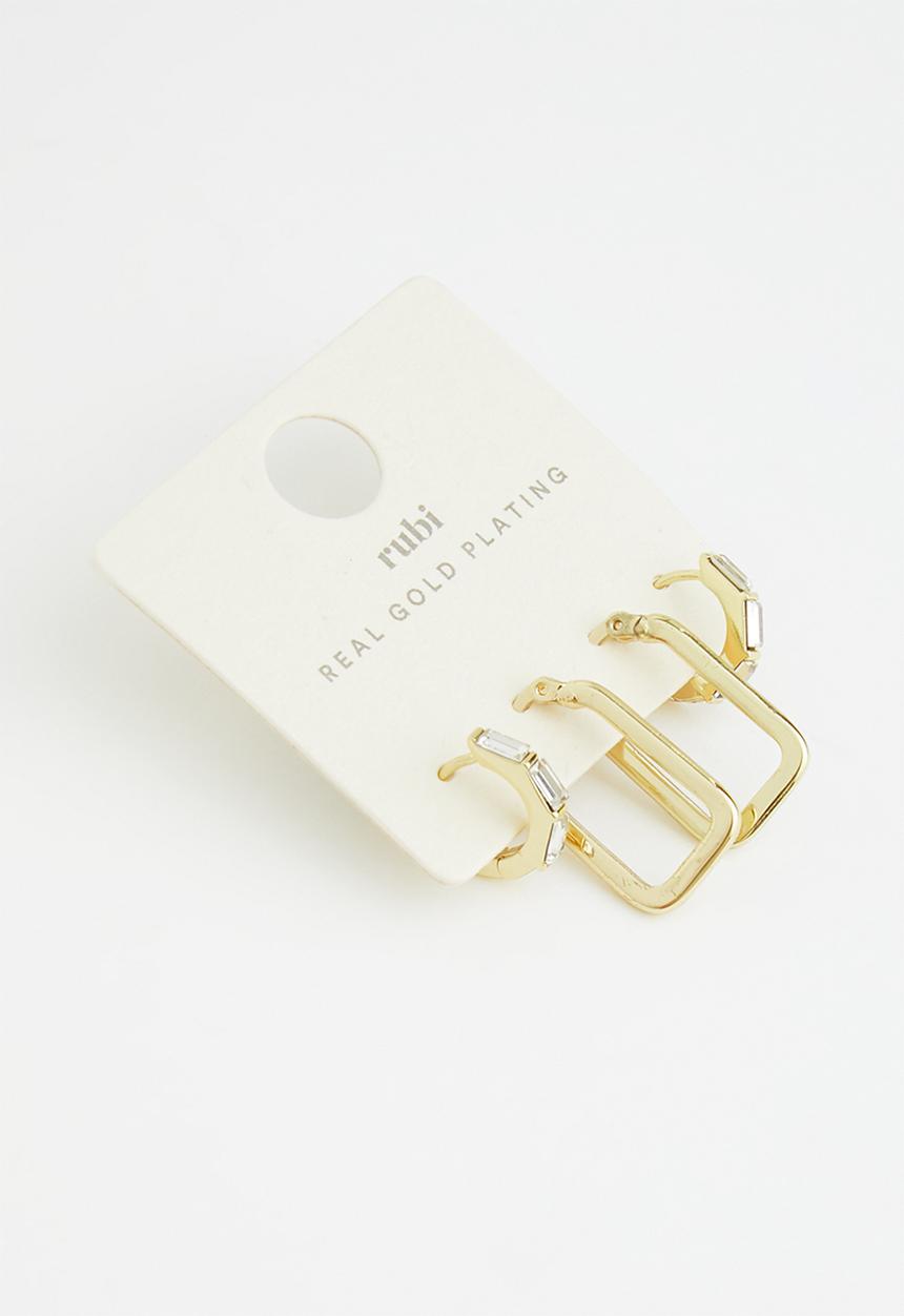 Rubi - Premium ear stack gold plated - gold plated rectangle