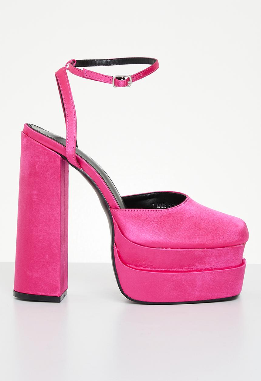 Public Desire - Moonchild closed toe statement platform heel - pink satin