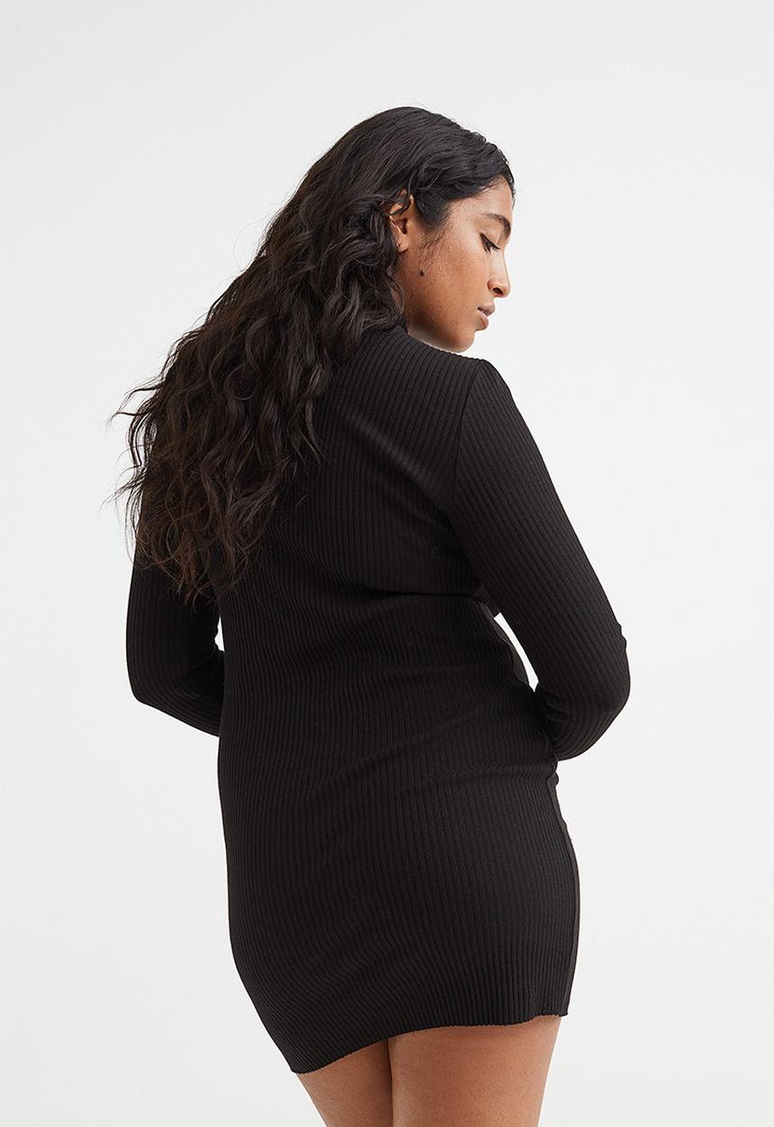 H&M - Ribbed jersey dress - black 