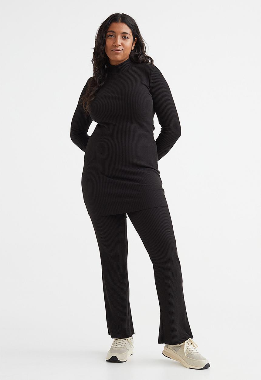 H&M - Ribbed jersey dress - black 