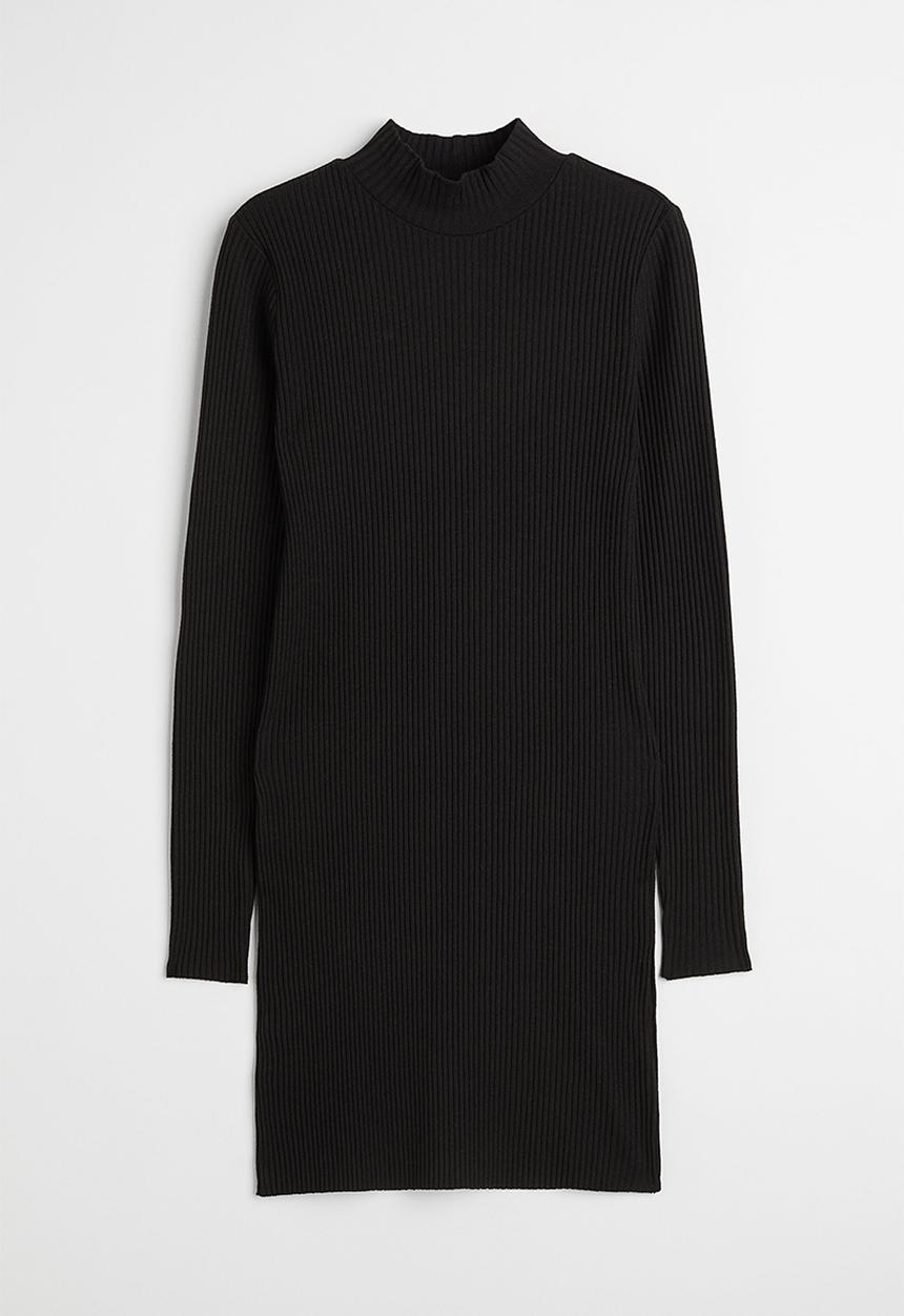 H&M - Ribbed jersey dress - black 