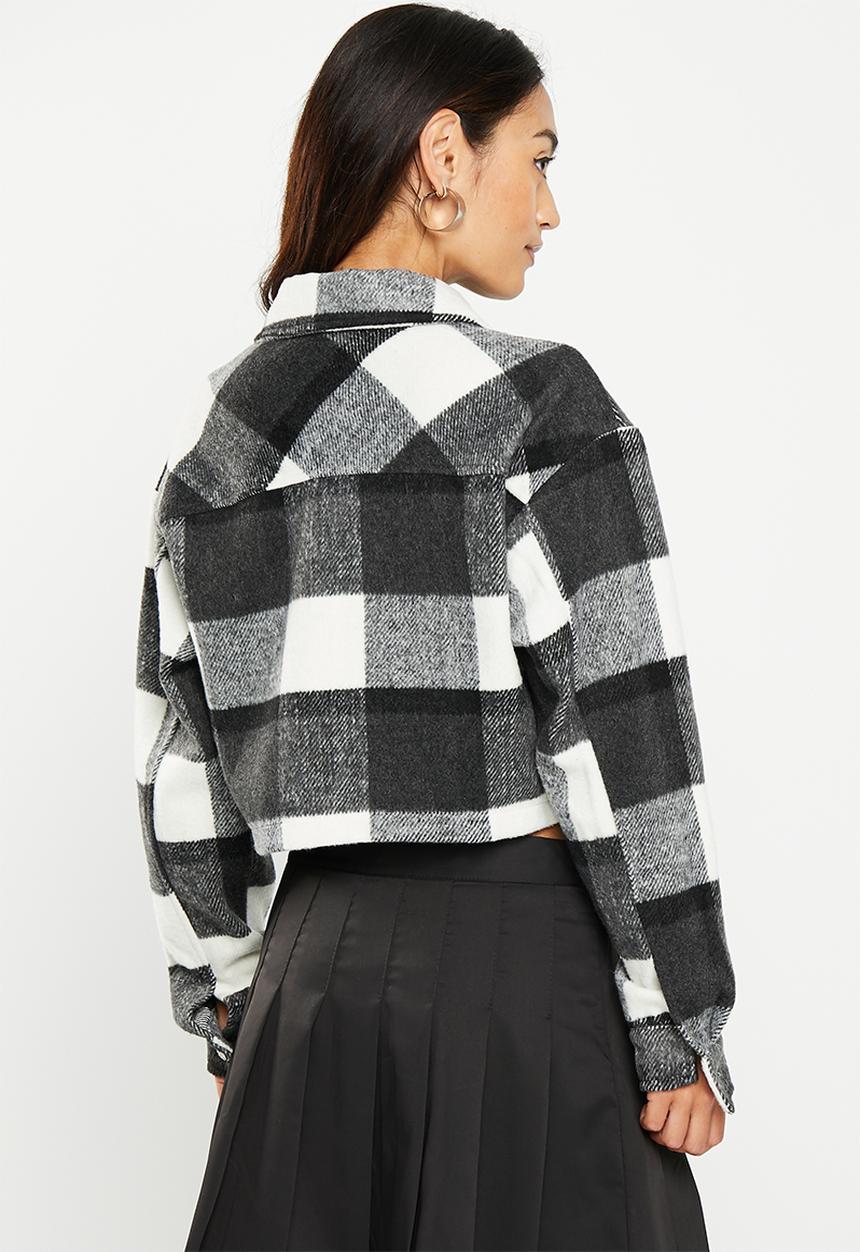 dailyfriday - Crop check shacket - black check