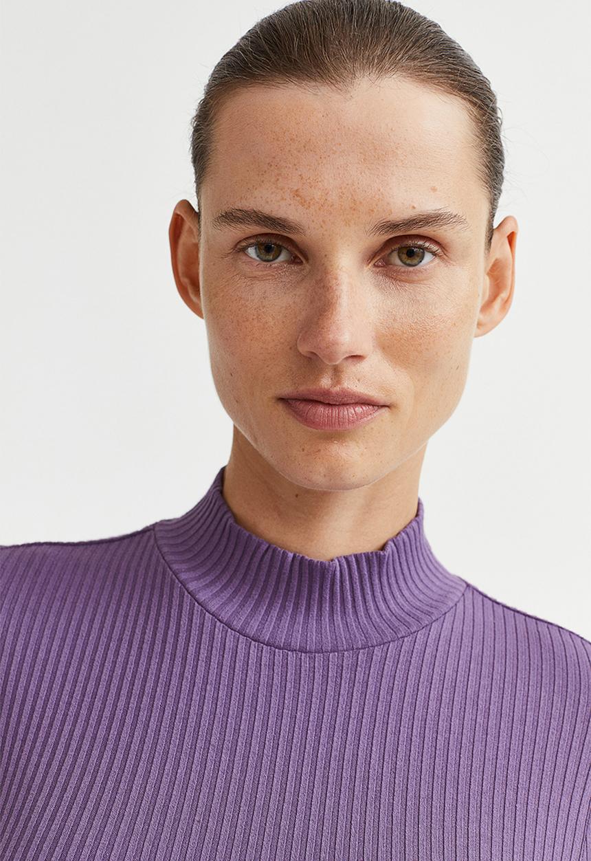 H&M - Ribbed jersey dress - purple