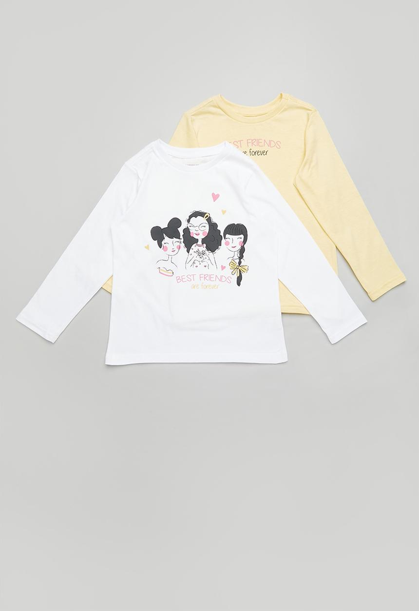 Superbalist - Girls 2 pack graphic tees - white & yellow