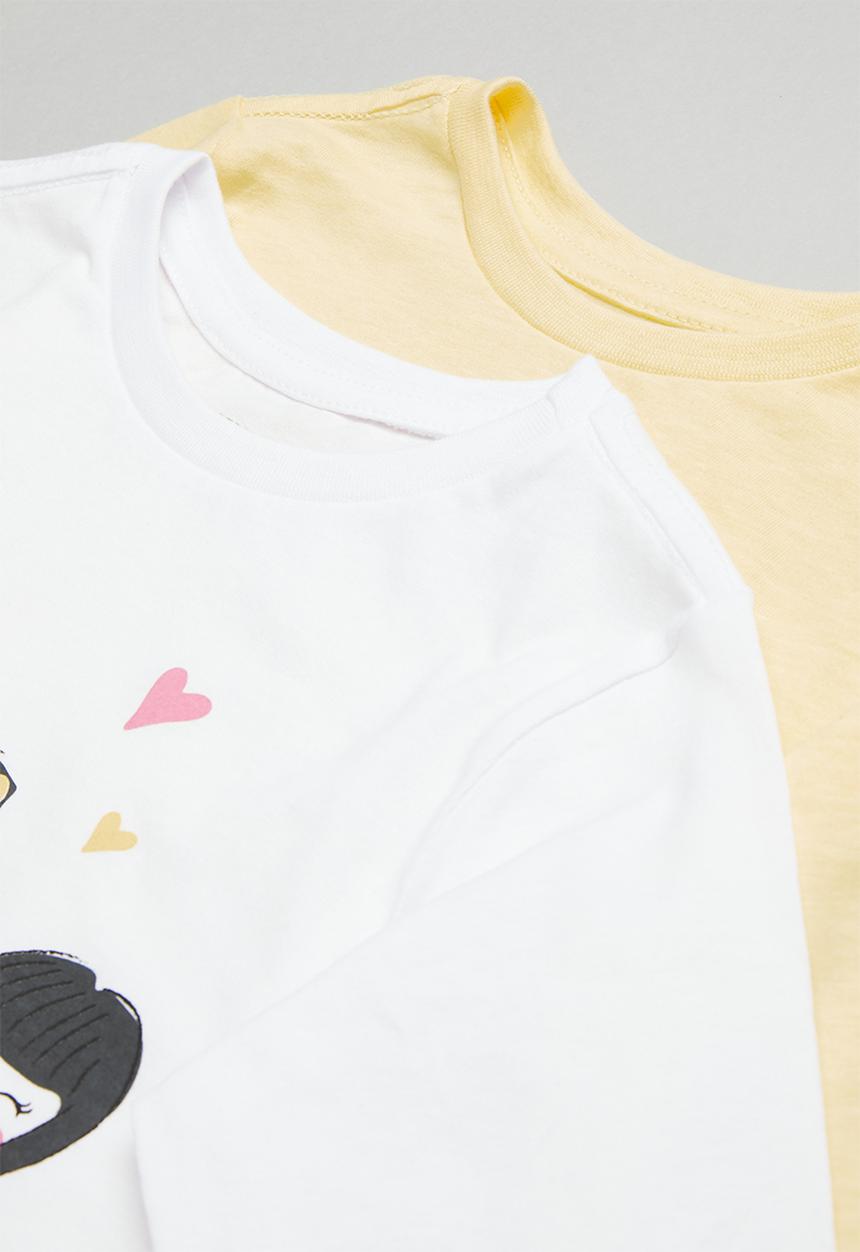 Superbalist - Girls 2 pack graphic tees - white & yellow