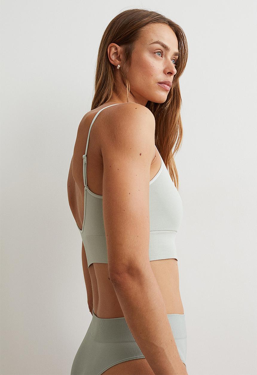 H&M - Seamless bralette - light sage green