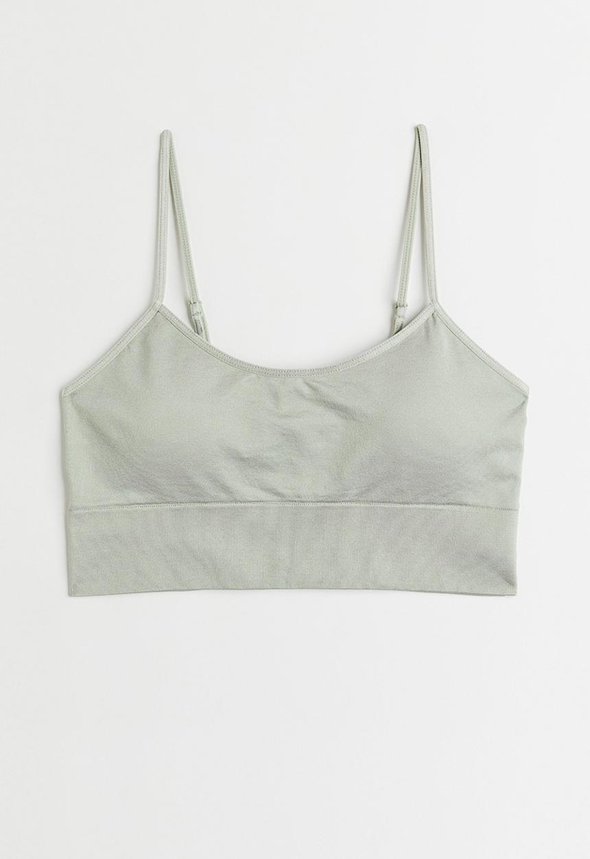 H&M - Seamless bralette - light sage green