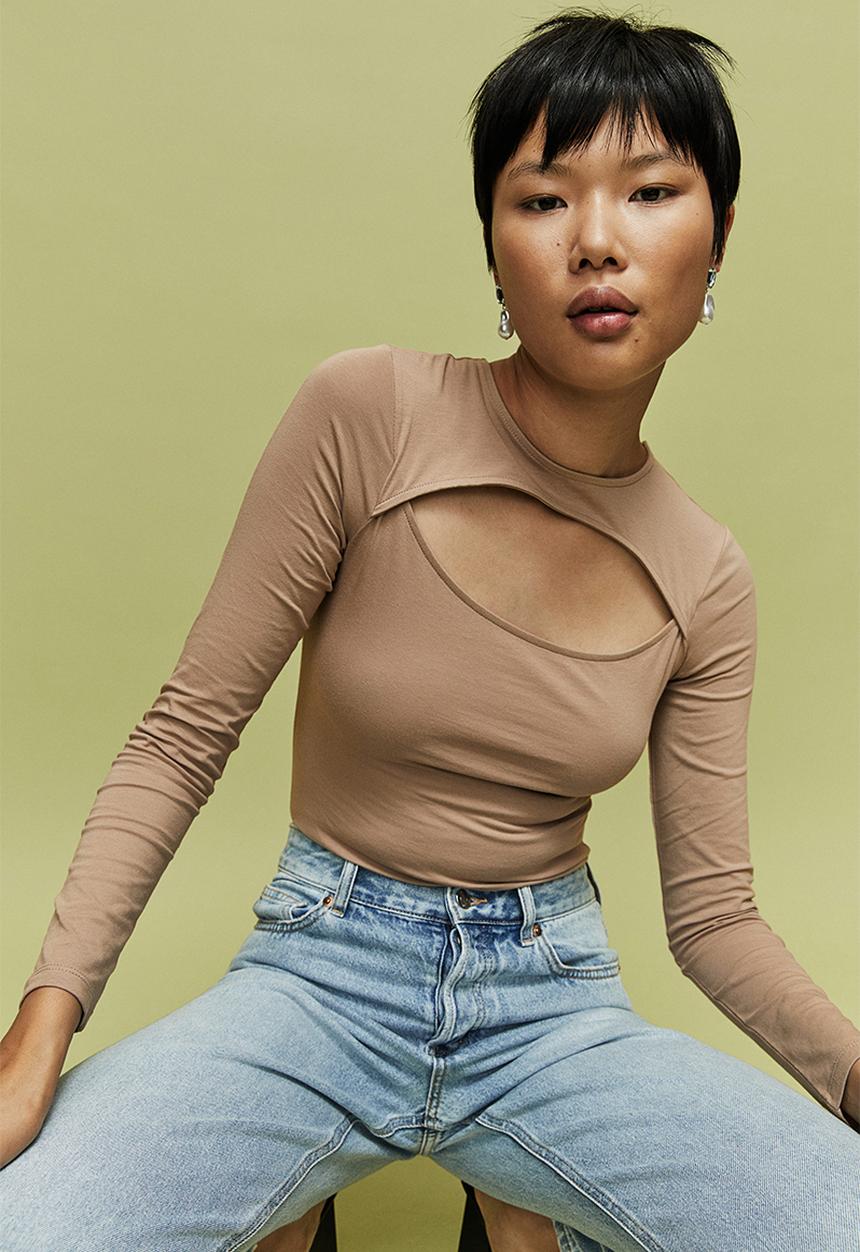 H&M - Cut-out thong body - beige