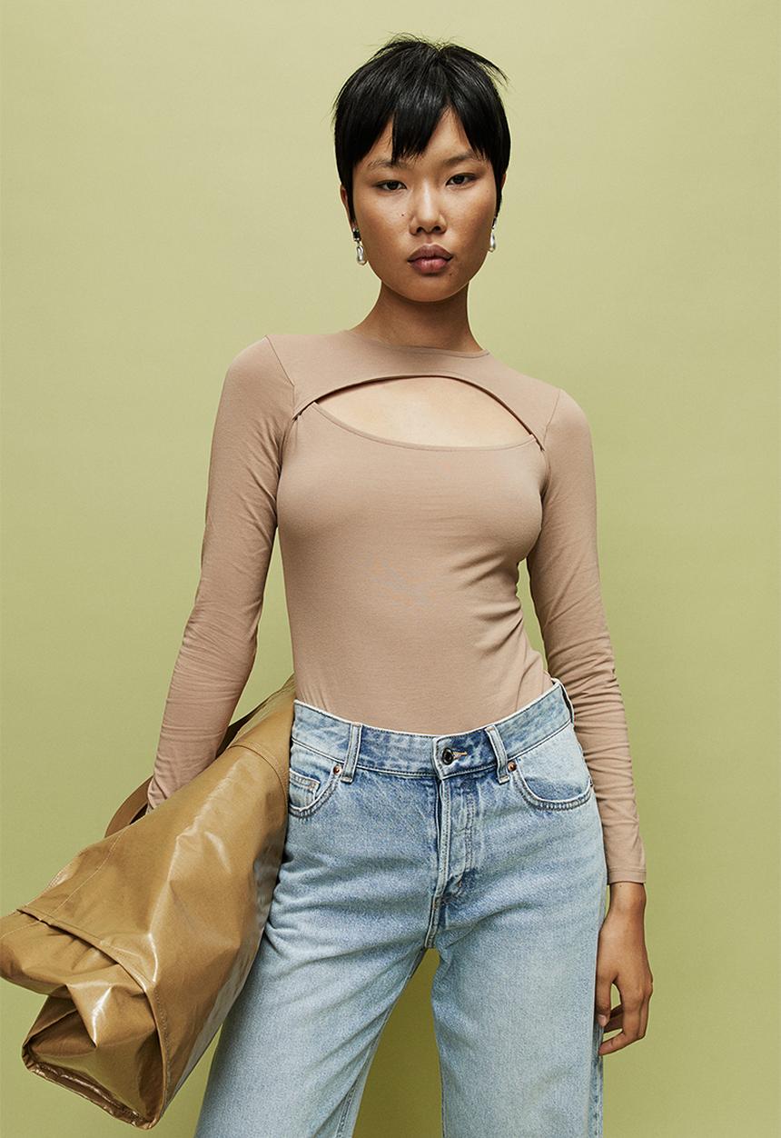 H&M - Cut-out thong body - beige