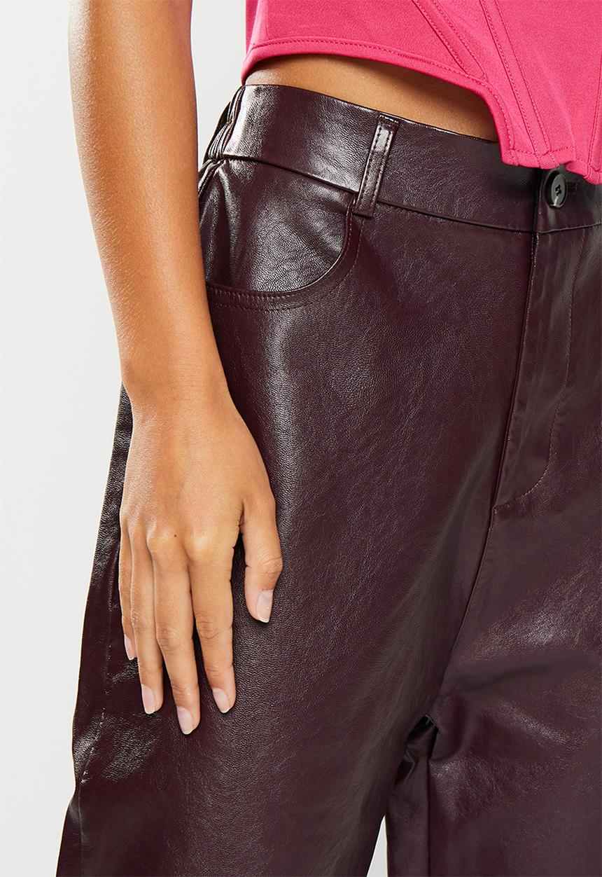 dailyfriday - Pu tapered trousers - burgundy